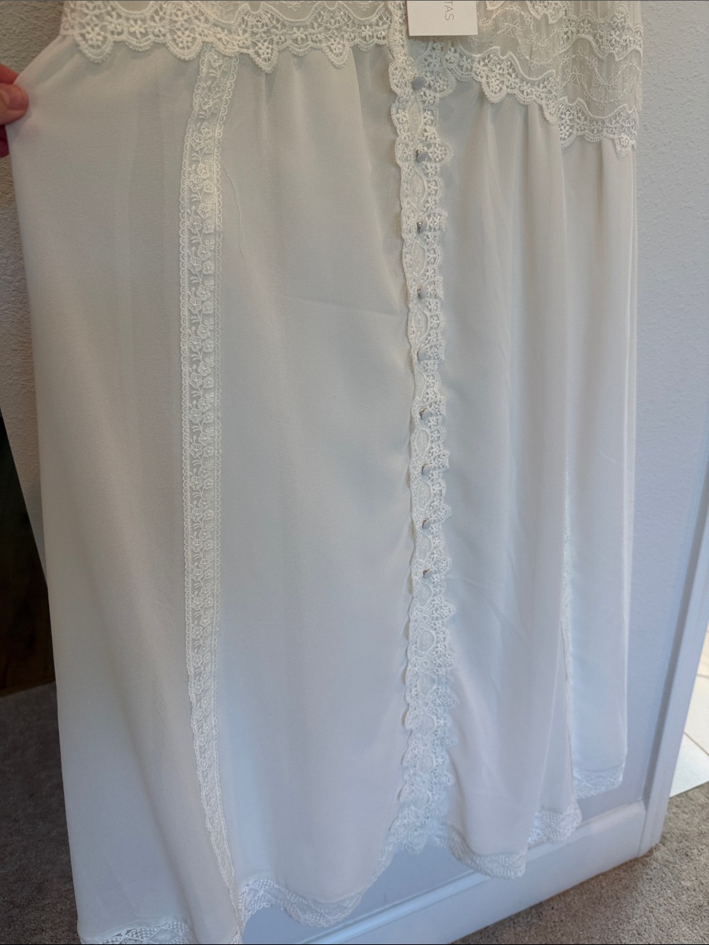 Caroline Constas Anna Ivory Lace-Trim Midi Slip Dress - Picture 10 of 14